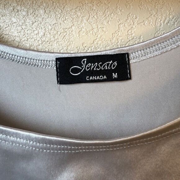 Jensato Silver Metallic Rare 90's Y2K Tank Top Canadian Made Women's M - Picture 4 of 6
